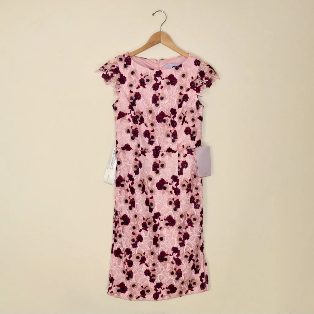 JS Collections Olive Scalloped Dress in Pink Boysenberry - Picture 3 of 12
